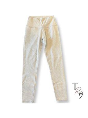 Born Primitive Cropped Athletic Leggings White/Gray with Subtle Stripes Size L